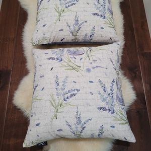 MILLI HOME | Linen Blend Reversible Lavender Themed Throw Pillow